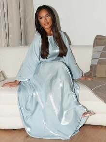 1 件全新时尚缎面闪亮宽松穆斯林长袍，优雅阿拉伯中东长袍