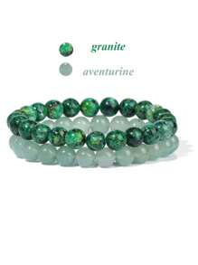 2 件天然石串珠配对手链 8 毫米情侣距离能量手链玛瑙绿松石宝石弹力手镯首饰套装男女礼物 - 彩色 - 查看 13