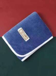 1pc Letter Patch Decor Bath Towel Home Bathroom Decor Back To School For Beauty Salon Home Bathroom Shower Towels For Beaty Salon, Hotel Sports,Home Essentials, Towel, Skin Care Bath Towel Sheet - Blue - View 8