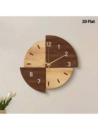 2D Flat, 1pc Creative Log Art ative Wand Clock, Super Silent Quartz Movement, No Ticking Sound, Klok Living Room, Bedroom, Office, Kitchen Cafe, Perfect Home ations Room view 6