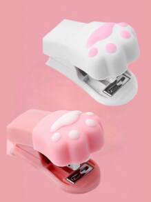 Mini Cute Cat's Paw Stapler 3-In-1 Available Office Study Portable Binding Documents Test Papers Student Cartoon Multifunctional Binding Machine With Staple Binding Machine Small Stationery Stapler Set Back To School Season