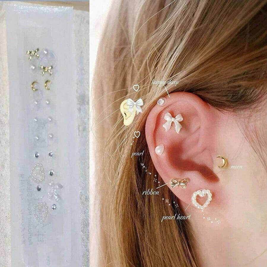 [Popular New Item] Ear Acupuncture Jewelry, Grain Type, Stainless Steel, Ear Acupuncture Stickers, Health Goods, Relieves Stiffness, Facial Muscle Care, Nasolabial Folds, Swelling Relief, Eye Care, Insomnia, Massage, Exquisite And Beautiful.