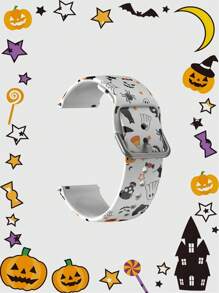 1 件万圣节黑猫柔软弹性透气舒适腕带替换表带兼容三星、Garmin、Honor 智能手表、 38mm 40mm 41mm 45mm 44mm 42mm 49mm，时尚休闲多色硅胶表带兼容 Ultra 系列 SE/10/9/8/7/6/5/4/3/2/1，1 件彩色花朵柔软弹性透气舒适腕带替换表带兼容