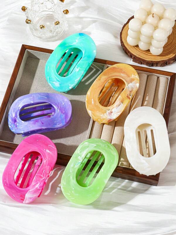 1pc/6pcs/ Hair Accessories Arc Flat Hair Clip, New Hair Clipsclaw Clip, Beach Accessories, Headwear, Fairy Cute Large Lightweight Plastic Hair Clip, Fashion And Versatile, High-End Elegant Temperament, Simple Minimalist Style, Solid Color Hair Claw Hair Accessories