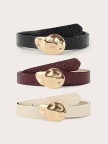 1 Stück asymmetrischer Schnallengürtel für Damen, neues Design in Schwarz und Burgunderrot mit Krokodillederprägung, modischer, vielseitiger Freizeitgürtel für Jeans, Kleider, geeignet für den täglichen Gebrauch - Verschiedenfarbig - Übersicht 9