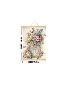 1 szt./3 szt. Retro kwiatowy dekoracyjny drewniany znak wiszący obraz, kreatywna i prosta dekoracja domu, dekoracja salonu, sypialni, jadalni, kawiarni, dekoracja pulpitu i ściany, artystyczny obraz na płótnie bez ramy, obraz na płótnie w ramie, drewniany obraz wiszący, wiszący obraz w formie zwoju, wielofunkcyjna dekoracja ścienna i pulpitu, idealny prezent dla rodziny i przyjaciół.