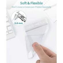 2 Pack Badge Holder Vertical Clear Plastic Case With Retractable Badge Reel Carabiner Clip Soft Waterproof Card Protector For IDs Credit Cards Proximity Cards Drivers Licenses And Passes - 樣式1 - 查看 5