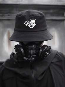 Versatile! Black & White Blend Bucket Hat, Abstract N Letter Print, Practical Casual Golf Cap For Sun Protection - Multicolor - View 4