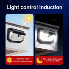 2025新款户外超亮太阳能灯3档调节178颗LED照明灯太阳能智能红外感应灯室外庭院别墅公园庭院走廊探照灯