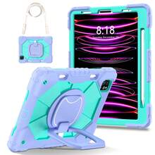 Colorblock Handheld Rotating Shockproof Protective Case With Shoulder Strap For Apple IPad Mini 7, IPad Mini 6, IPad 6th (9.7-Inch), IPad Pro 9.7 (2016), IPad 5th (9.7-Inch), IPad 10.2 7th Gen 2019, IPad 8th (10.2-Inch), IPad 9th Gen (10.2-Inch), IPad 11(A16 2025), IPad 10th (10.9-Inch), IPad Air 4th (10.9-Inch), IPad Air 5th Gen 2022, IPad Air 11-In.(M2)-2024, IPad Air 11(M3 2025)