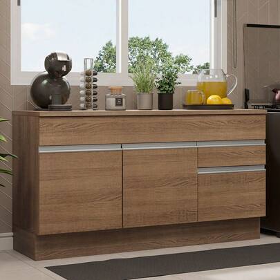 Mueble Cocina Madesa Glamy 150cm 2 Puertas 2 Cajones con Encimera Marrón