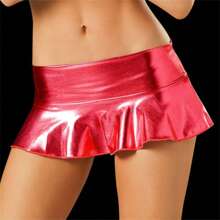 1pc Sexy Mini Skirt, Faux Leather Low Waist Clubwear Skirt, High Waist Skirt For Nightclub, Costume Cosplay ,Halloween Costume, Party Dress - Multicolor - View 45