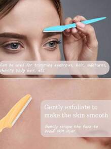 5件套随机多色修眉剃刀套装，安全修眉器和剃须刀，去角质皮肤磨皮工具，身体脱毛修剪器和面部及眉毛剃须刀套装，长柄安全刀片带精密保护盖，女士修眉工具，适合日常或旅行使用，多功能修眉器，锋利不锈钢眉毛工具带安全盖，适用于眉毛、唇毛、腿毛，温和有效去除，价格实惠，情人节礼物