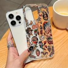 1pc Ultra-Thin Transparent Airbag Minimalist Lens Protection Anti-Drop Full Screen Retro Face Collage Heart Dice Banana Fruit Pattern Phone Case Personalized Compatible With IPhone 16 Pro Max, 15/14 Plus/13/12/11, Series - Trong sáng - Xem 5
