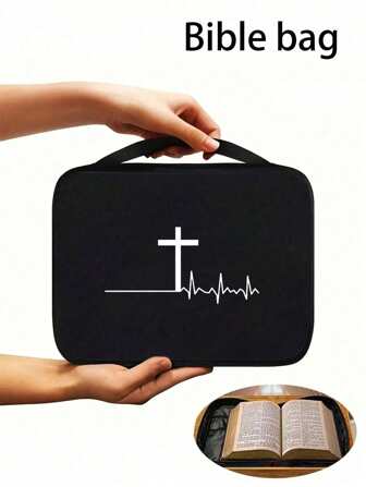 Geantă pentru Biblie cu modelul lui Isus, geantă de depozitare pentru Biblie cu modelul crucii lui Isus, geantă minimalistă la modă pentru Biblie cu modelul lui Isus de Paște, cu mâner și buzunar cu fermoar, geantă portabilă, geantă pentru Biblie cu model de cruce, floare, literă, husă de protecție pentru Biblie, husă pentru cartea Bibliei, papetărie Biblică, accesorii de studiu, geantă de depozitare multifuncțională pentru zi cu zi și protecție a cărților, geantă pentru Biblie de dimensiuni standard, ideală pentru depozitarea și organizarea adulților