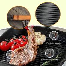 Black Square Thick Cast Iron Frying Pan, Barbecue Pan, Striped Steak Pan, Uncoated Non Stick Frying Pan, Barbecue Picnic Pan, Multifunctional Square Baking Pan With Pouring Port, Durable Barbecue Frying Pan, Suitable For All Stoves (Gas, Electricity, Induction) - màu đen - Xem 11