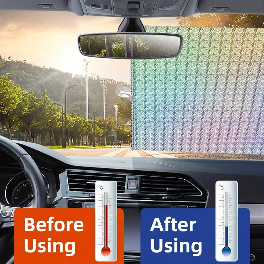 1 Retractable Windshield Sunshade Curtain, Sun Protection Cover, Suitable For Cars, SUVs, Campers And Trucks, Suitable For Automotive Accessories. - 19.7*49.2 inch - View 1