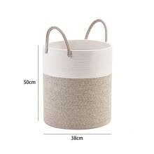 Space-Saving 58L Clothes Hamper - Foldable Cotton Rope Basket For Home Laundry - Multicolor - View 3