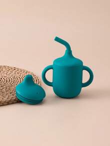 1PC Baby Personalized Customization Name And Pattern Silicone Cups Baby Tableware Plain Water Bottle Kids Custom Sippy Cup With Double Lids - Multicolor - View 12