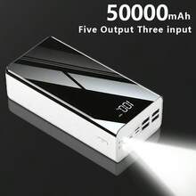 Pin dự phòng di động 50000/30000mAh, Sạc điện thoại di động USB, Có màn hình LED hiển thị nguồn/Đèn pin, Bộ pin dự phòng khẩn cấp ngoài trời, Đèn cắm trại, Tương thích với điện thoại di động /Android Thiết bị điện tử kỹ thuật số Thích hợp cho kỳ nghỉ hè Du lịch/Cắm trại ngoài trời và Nguồn điện dự phòng khẩn cấp Quà tặng cho gia đình, bạn bè, Bộ sạc di động sinh nhật - trắng - Xem 1