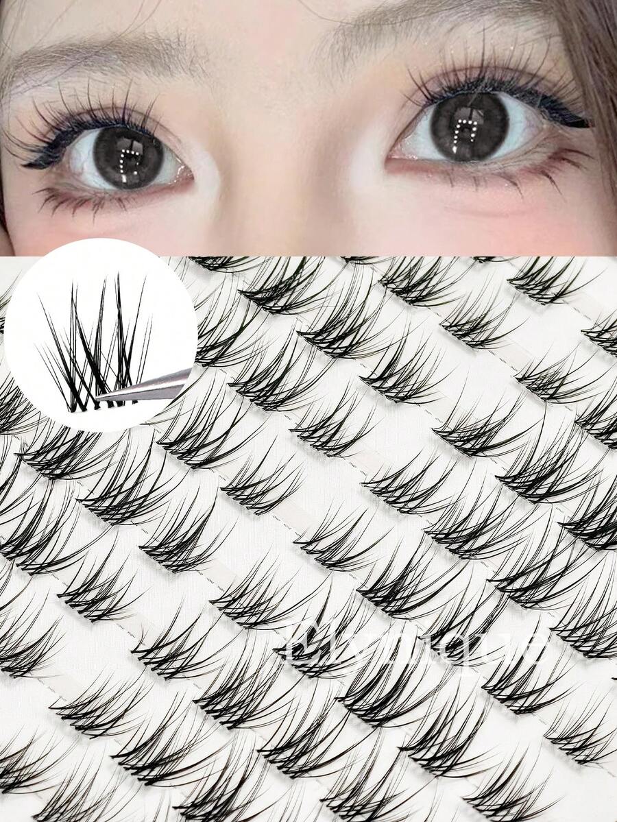 100 Pcs C Curl Wispy Lash Clusters Natural Looking DIY Lashes, Natural Eye Lash Clusters Manga Cluster Eyelash Extensions DIY Cluster Lashes Individual Lash Anime Lashes Clusters Transparent Band False Eyelashes Makeup Lash Clusters,Eye Lash Clusters,Individual Eyelashes,Lashes,Fake Lashes