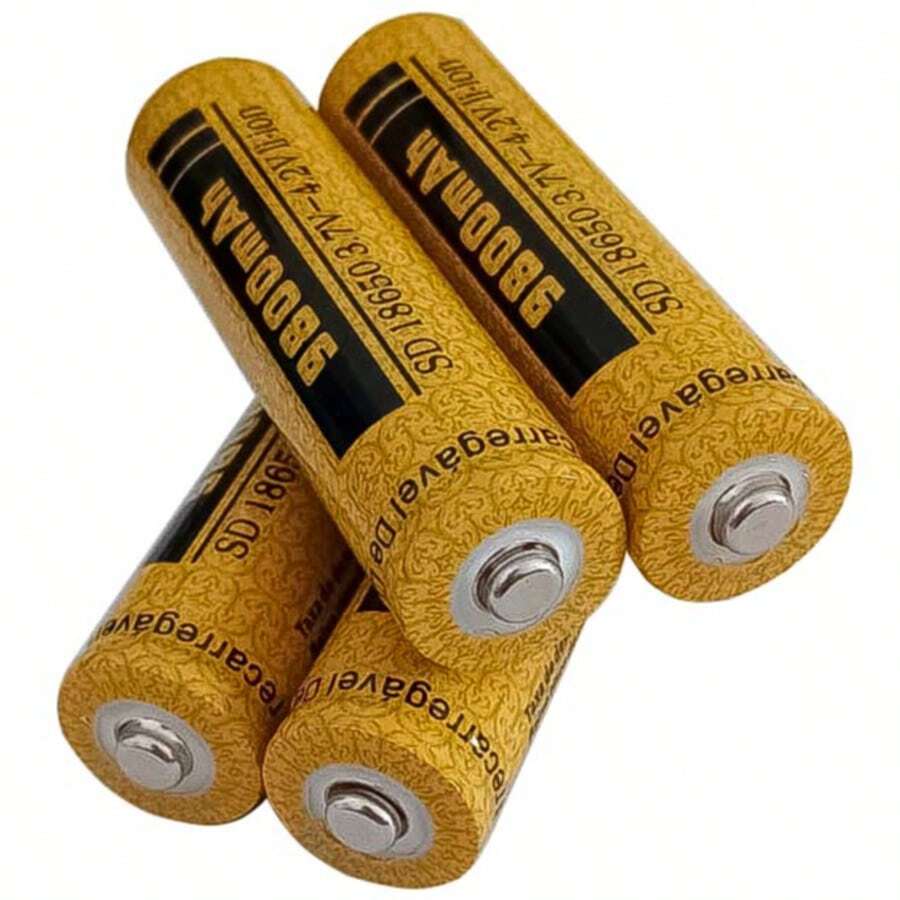 PlayShop Electronics Kit 4 Rechargeable Batteries Li-Ion 18650 9800mAh 3.7v - 4.2v Flashlight, Radio, Screwdriver, Tool - Yellow - View 1