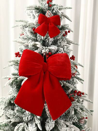 1 pezzo Grande fiocco rosso in velluto da appendere, fiocchi in velluto per ghirlande, fiocchi natalizi, decorazioni per albero di Natale, fiocchi rossi natalizi, fiocchi per albero di Natale, decorazioni natalizie, decorazioni per feste di Natale, regali di Natale, bomboniere per feste di Natale, decorazioni natalizie per la casa, decorazioni per la stanza, decorazioni invernali, decorazioni per il Nuovo Anno 2026, San Valentino
