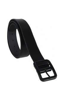 1 件装电镀扣加大码百搭流行男士腰带，扣式皮带，休闲简约腰带，百搭扣装饰牛仔裤 - 黑色 - 查看 4