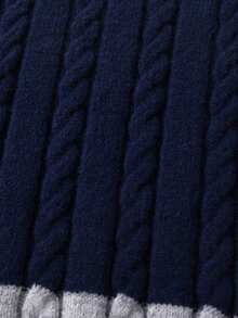 Boys' Collegiate Style Colorblock Striped Knit Sweater, Twist Rope Texture, Long Sleeve, Suitable For School, Everyday Wear, Spring, Autumn, Winter