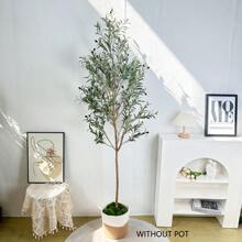 1pc 65-200cm Large Artificial Olive Plant Tree Branches Fake Green Faux Plant Plastic Leaves Ornamental Indoor Outdoor Artificial Plant For Home Garden Hotel Office Party Room Decor