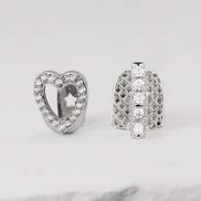 A Stylish Hip-Hop Gap-Tooth Love Heart Dental Grill, Hollow-Out Love Heart Grill, A Cool Everyday Streetwear Accessory - 金色 - 查看 4