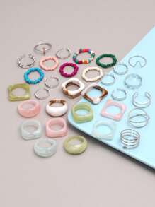 30 件随机颜色花朵装饰戒指情人节 - 彩色 - 查看 8