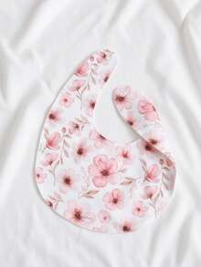 Set da 2 pezzi: Cappellino per bambini con motivo floreale a fiori di pesco rosa + bavetta sciarpa, adatto per bambini da 0 a 3 mesi, regalo perfetto per neonati