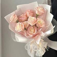 QY 76 Sheets Korean Of Cotton Wrapping Flower Paper NonWoven Floral Wrapping Paper Waterproof Pleated Withdrawable Flower Bouquet Lining Paper Flower Shop Supplies Floral Gift Packaging Paper Pink  1439 - [多] - 查看 5