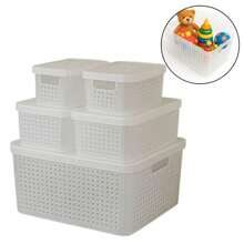 Set Of 5 Organizer Boxes With Lid, Large Basket In Resistant Plastic, Kit 2L, 4.5L, 17 Liters - LP HOUSE