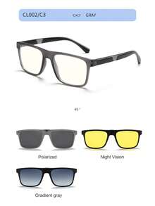 4 piezas Gafas de moda con clip magnético TR90, gafas de deporte y conducción de moda, gafas cuadradas retro unisex - Multicolor - Ver 7