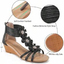 Womens: Comfortable Dressy Wedges Sandal With Zipper Summer Gladiator Open Toe