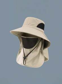 1pc Unisex Sun Protection Outdoor Fishing Cap, Wide Brim Anti-UV Neck Cover For Hiking, Fishing, And Other Outdoor Activities