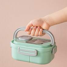 Plastic Lunch Box  Plastic Compartment Bento Box Independent Three-Compartment Vegetable Salad High-Value Lunch Box