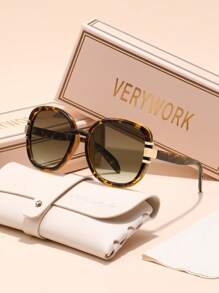 Verywork Verywork 1pc Square Classic New Vintage Ins Style Luxury Superior Quality Brand Design Women Fashion Eyeglasses Driving Shopping Golf Outdoor Travel Vacation Outfits Fashion Accessories For Summer Beach Vacation,Outdoor,Travel Shades Temple Decoration Elegant Style Oversized Square Frame