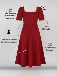 Milimetrica Elegant Loose Pregnancy Women's Midi Dress With Evangelical Princess Sleeves Congregate - 紅木色 - 查看 9