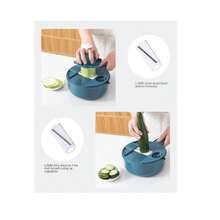 Vegetable Cutter Slicer With Basket Fruit Potato Chopper Carrot Vegetable Kitchen Tool - Blue - View 4