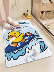 B. Duck 1 pieza Alfombra de ducha gruesa con estilo de pato de dibujos animados, marca autorizada B.DUCK, con ventosas antideslizantes, lavable a máquina, accesorio de baño y decoración