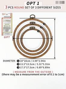 مجموعة 3 قطع/4 قطع من حلقات التطريز الخشبية البنية الرجعية المزيفة DIY، إطارات غرزة الصليب، إطارات إبرة الثقب، مصنوعة من ABS وPVC متينة، مع خطافات معدنية نحاسية للتعليق، مناسبة لديكور عيد الميلاد والهالوين، الأكياس والملابس والهواتف والمفاتيح والإكسسوارات الشعرية والمكتب والسرير والسيارة، تشمل 16 إبرة تطريز