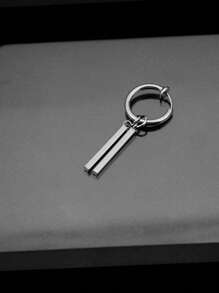 1pc Stainless Steel Non-Fading Minimalist Rectangle Ear Clip, Suitable For Men With Or Without Pierced Ears - Long Strip - View 14