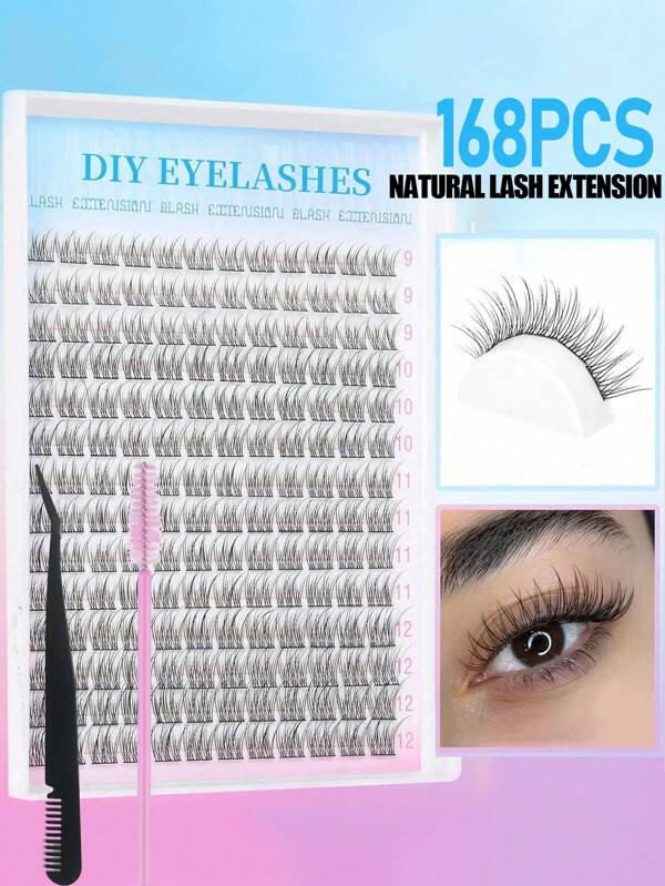 14 صف/168 قطعة مجموعة من رموش الحيوان الناعمة الطبيعية المختلطة الطول من 9-12 مم، نوع C/D، خفيفة وريشية للاستخدام اليومي والمناسبات، مناسبة لصنع مكياج طبيعي، عناقيد رموش، عناقيد رموش، رموش فردية، رموش، رموش مزيفة