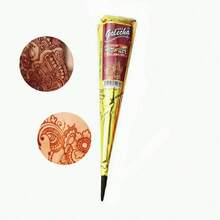 1pc Red Henna Temporary Tattoo Sticker, Semi-Permanent Waterproof Henna Tattoo Sticker, Suitable For Temporary Body Art And Tattoo Design - Red - View 2