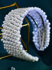 1 buc. Bentiță elegantă de mireasă cu perle, cerc de păr pentru femei, accesoriu de păr pentru nuntă, potrivită pentru domnișoare de onoare, fete, petrecere zilnică