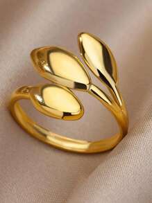 1 件简约树叶环绕开口戒指，适合日常佩戴