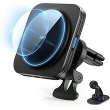 MagSafe Cargador Inalámbrico de Coche, Cargador inalámbrico magnético de 15 W, Soporte para salpicadero de ventilación para iPhone Air 17 Pro MAX 16 15 14 13 12 y Galaxy S25 - A - Ver 11